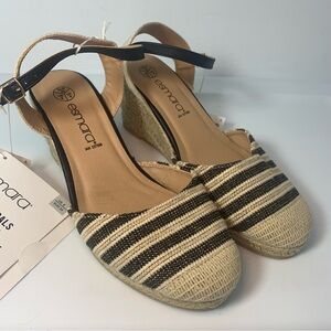 Esmara Striped Pattern Espadrille Ankle Strap Court Wedges,‎ Size 8